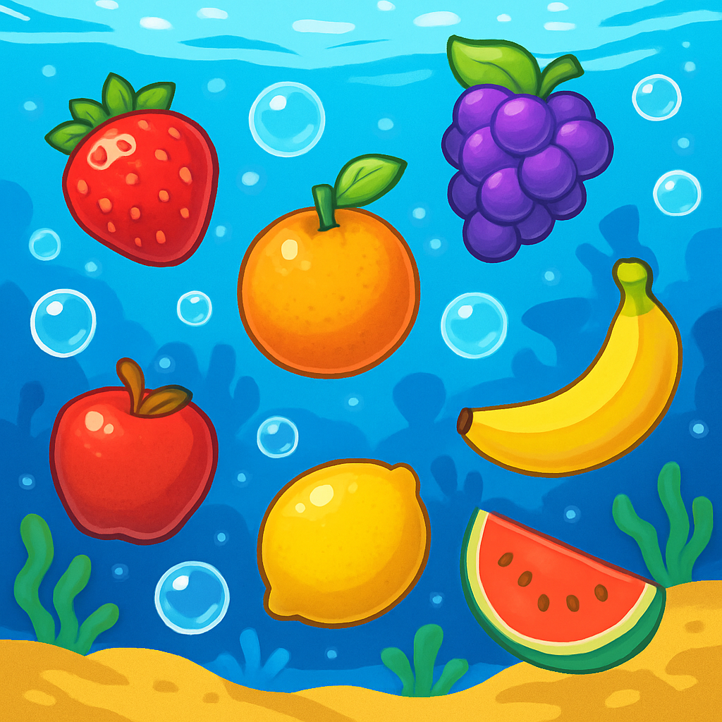Underwater level with fruits and bubbles for a unique smashing experience